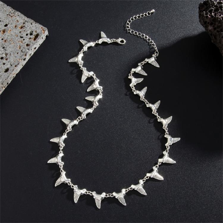 Contemporary Shark Tooth Necklace Bracelet Alloy Jewelry Gold Silver Wrist Bangle Neckwear For Men Women Trendy Look