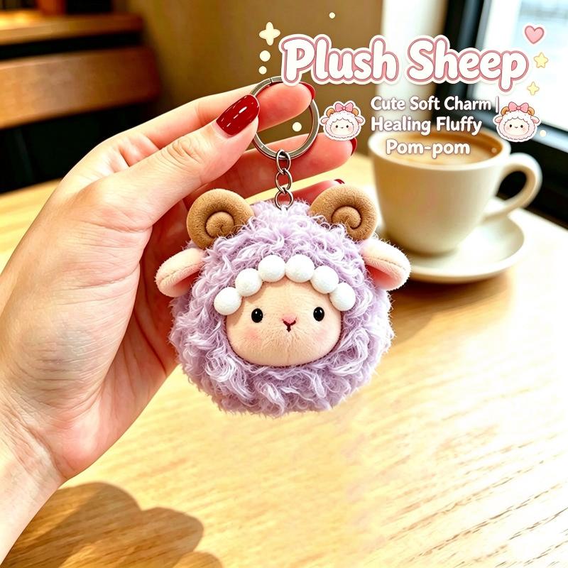 Cute Fluffy Sheep Plush Keychain Soft Fuzzy Material Perfect For Backpack Decoration Birthday Gifts For Kids And Adults