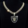 Personality Raiders Rugby Necklace Jewelry Men's Full Diamond Hip Hop Cuban Chain