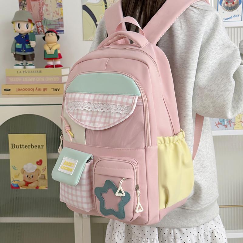 Schoolbag Japanese ins small fresh lace sweet backpack girl light make-up bag large capacity travel casual backpack