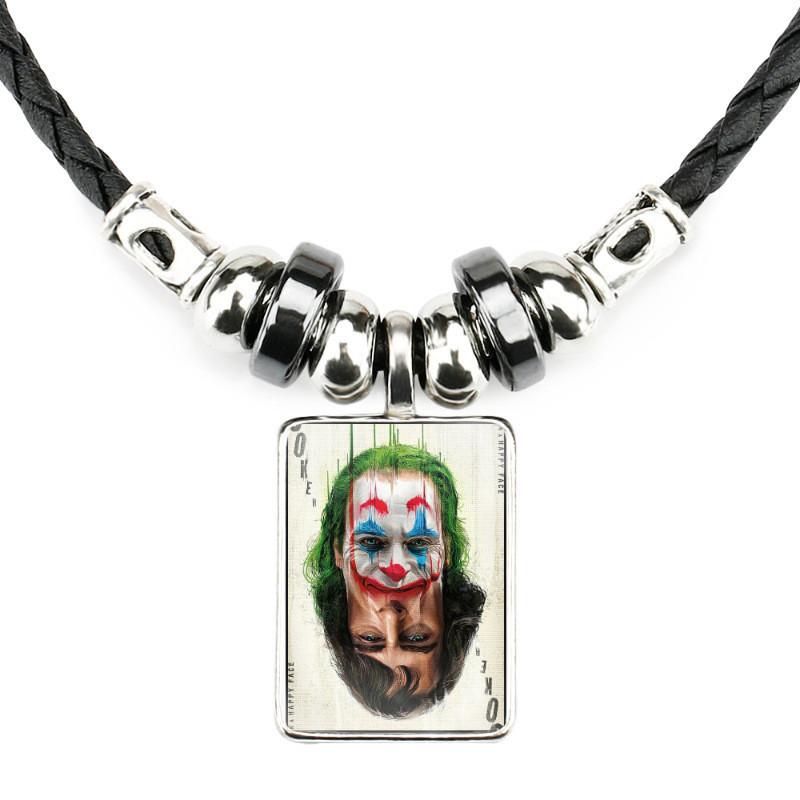 Klasický filmový přívěsek Joker Náhrdelník Pro Muže Ručně vyráběný Geometrický Kožený Provázek Řetízek