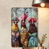 Vintage Metal Chicken Poster, Iron Foil Wall Art for Kitchen Decor