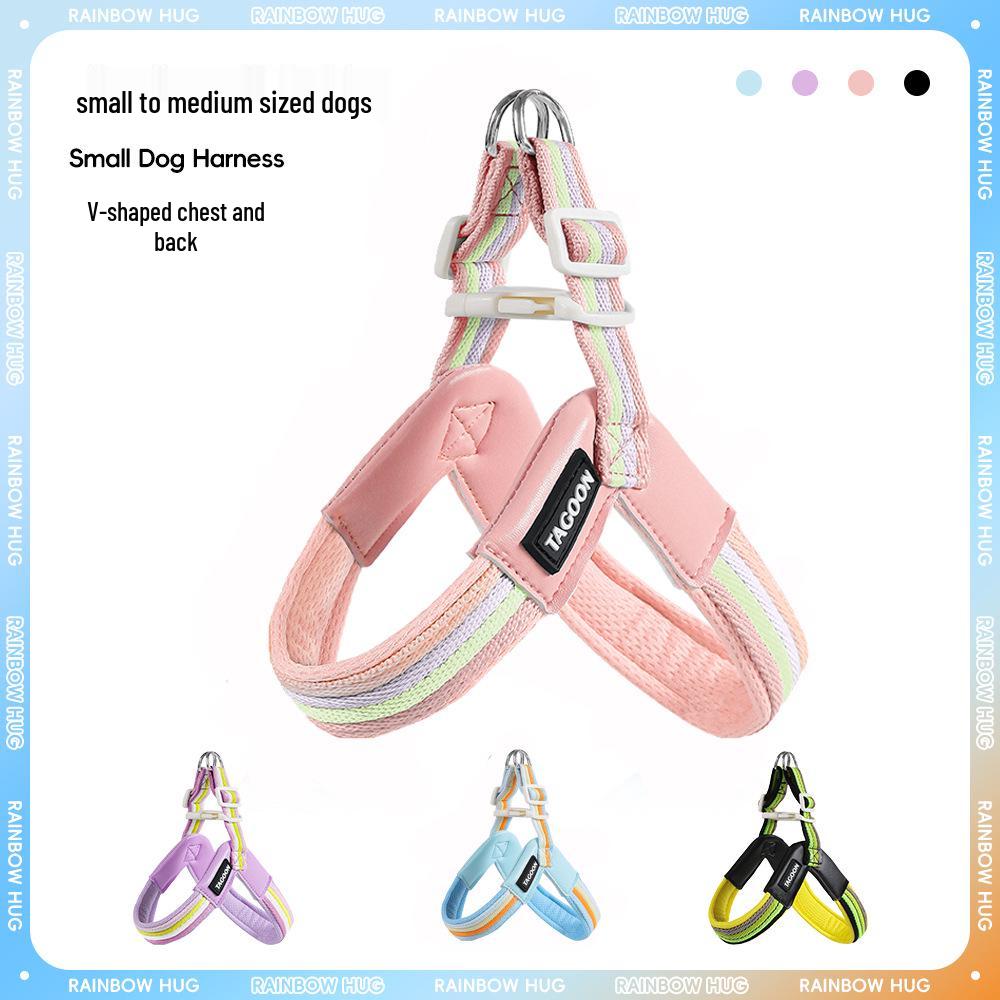 Breathable Color Block Harness & Leash for Small/Medium Dogs - Teddy, Shiba Inu