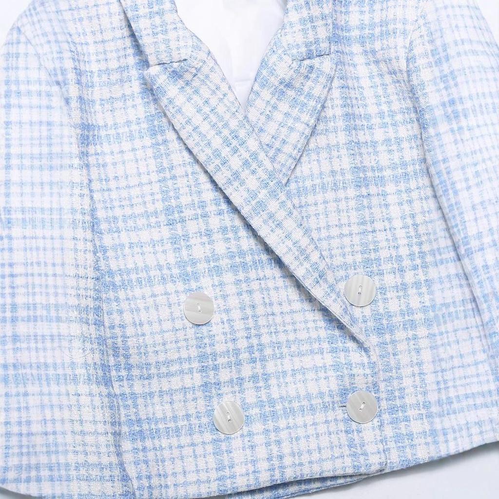 2024 Women's Winter Textured Casual Suit Jacket & Shorts - European & American Style