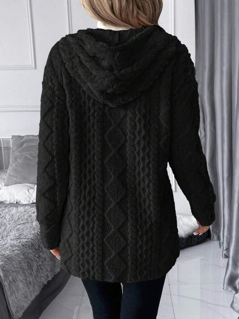 Autumn & Winter Diamond Pattern Double-sided Fleece Mid-length Cardigan Coat - Cozy & Warm