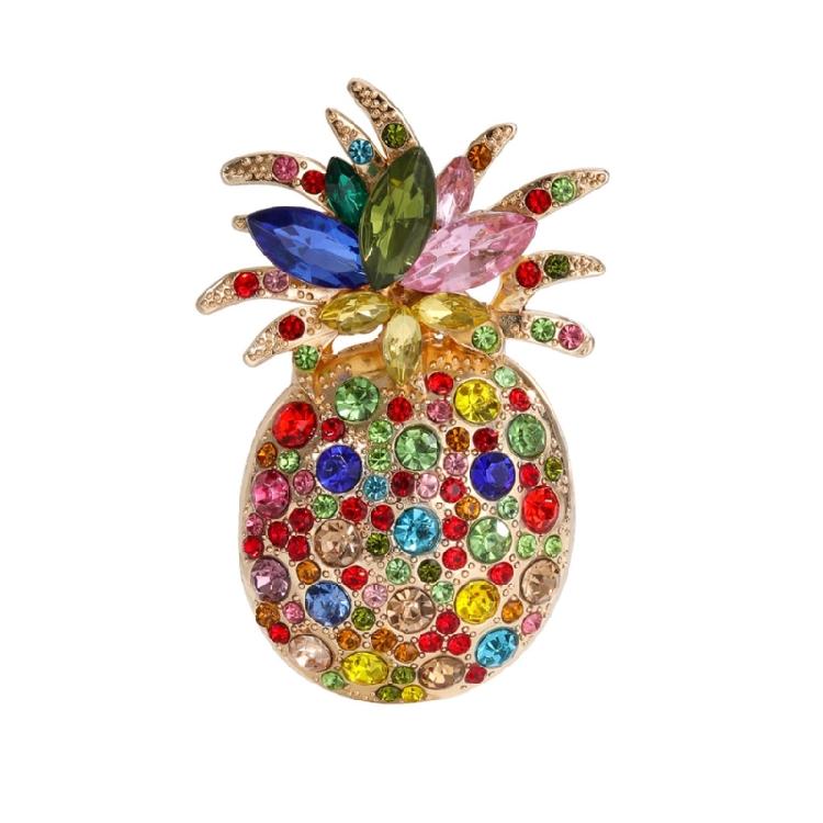 

Elegant Pineapple Brooch With Colorful Crystal Accents Crafted From Premium Alloy For Stylish Outfit Addition