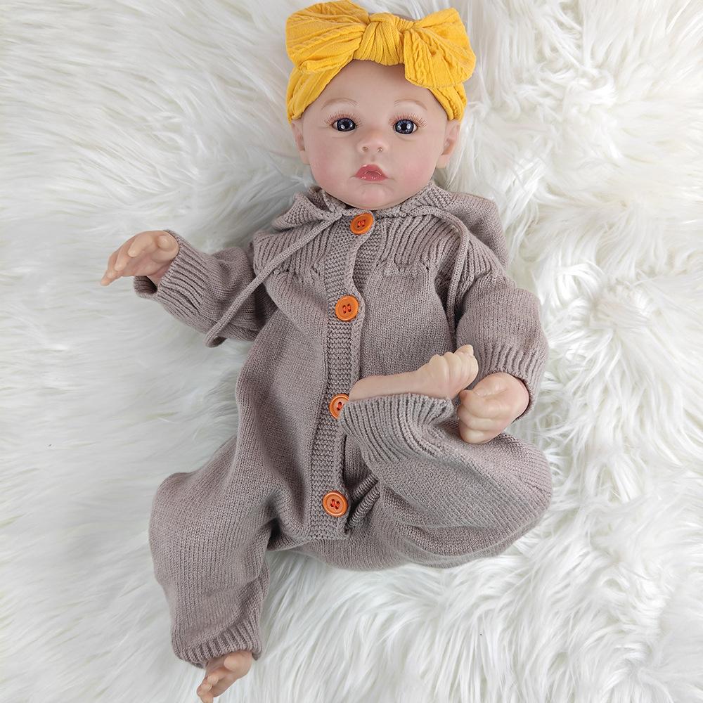 

46cm 3D Skin Touch Rebirth Doll Soothing Accompanying Girls with Toys Large Glasses Hand Drawn Hair Playing House Accompanying Children Birthday Gifts 46cm Half rubber doll