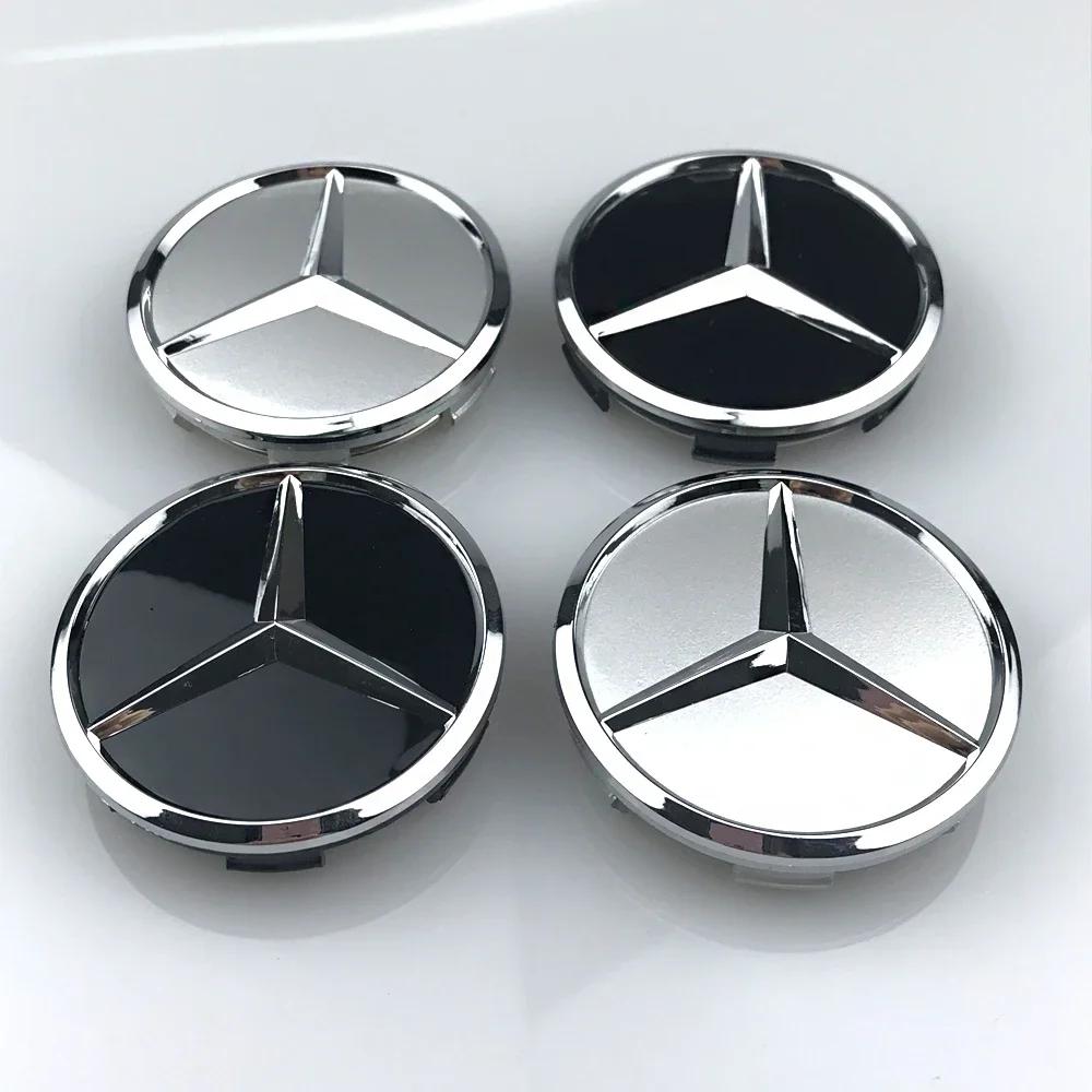 4 Stück 60mm Schwarz Silber Auto Radkappe Emblem Logo Abdeckung Für Mercedes Benz W176 W177 W204 W205 W212 W213 W206 X156 X253 W117 W166
