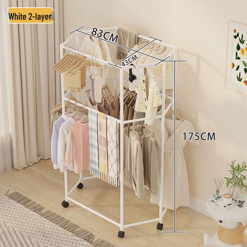 Drehbarer Bodenständer für Kleidung & Hüte mit beweglicher Wäschestange