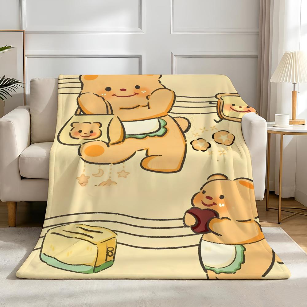 Character B-Butter B-Bear Throw High-Density Short Plush Blanket Soft Skin-Friendly for Sofa Nap Air-Conditioned Room