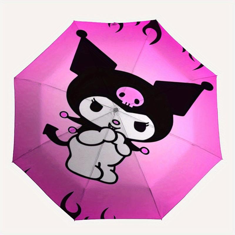 1pc Cool Kuromi Sanrio Cartoon Umbrella, Portable 3-Fold Compact Umbrella, Suitable for Camping, Hiking and Travel, Ideal Easter Birthday Gift for Fam