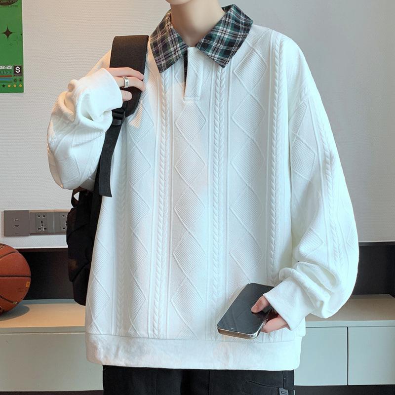 

Поддельный двухслойный свитер с лацканами большого размера, студенческий стиль, модная рубашка с воротником ПОЛО в гонконгском стиле M