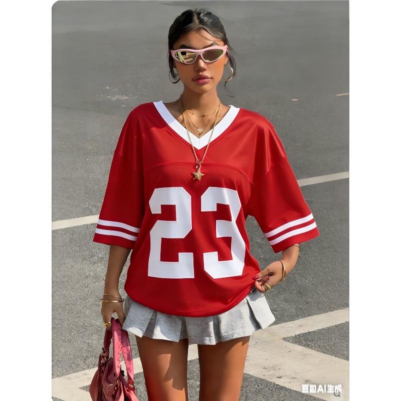 Sommer Street Hip-Hop Stil Sportlich V-Ausschnitt Kurzarm Leopardendruck Schriftzug Muster Locker Schnelltrocknend Damen Herren T-Shirt