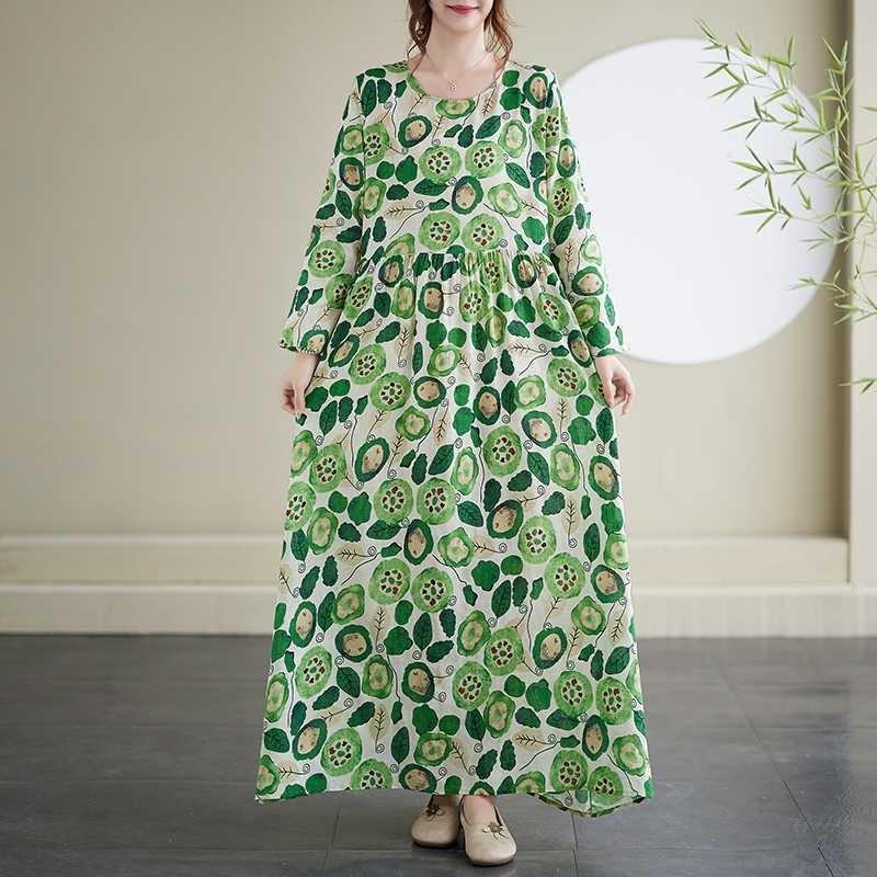 Round Neck Vintage Long Flesh Covering Dresses