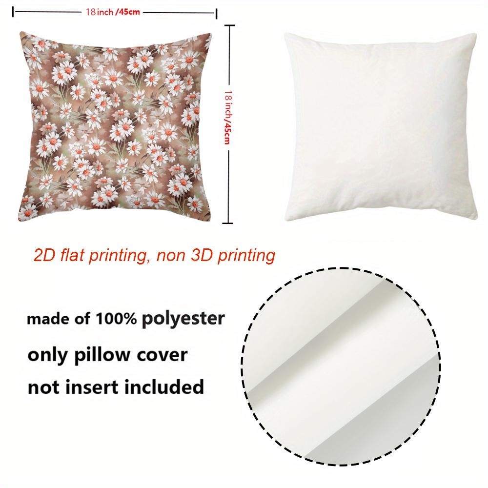 Rustic Daisy Floral Pattern Decorative Throw Pillow Cover 2D Printed Polyester Sofa Cushion Case For Home Bedroom Decor