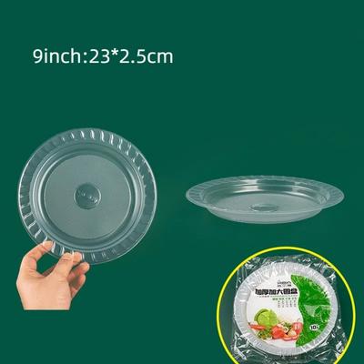 10pcs/pack New Disposable Dinner Plates Transparent Round Oval Fruit Salad Plate Plastic Picnic Plate Outdoor Home