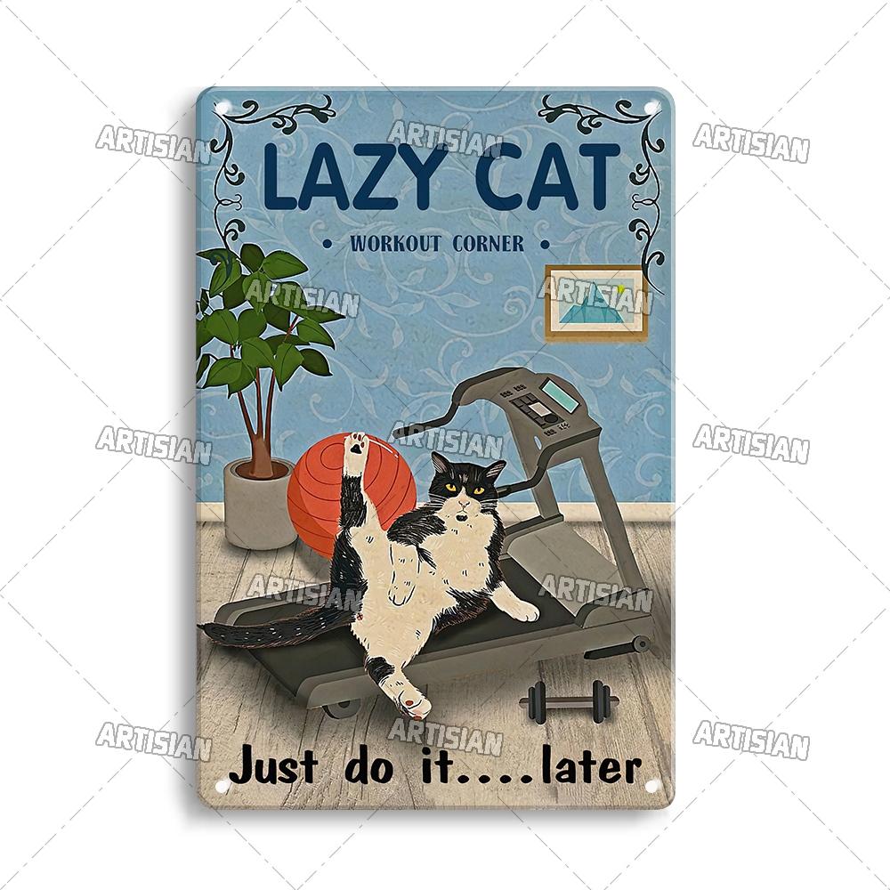 Artisian Black Cat Retro Metal Plaque Funny Pet Vintage Decorative Tin Sign Wall Decor Garage Bar Pub Club Kitchen Home Man Cave