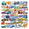 50 Cartoon Vehicle Stickers for Kids: Airplanes, Cars, Ships - Perfect for Suitcases, Notebooks, Water Cups, and Scooters