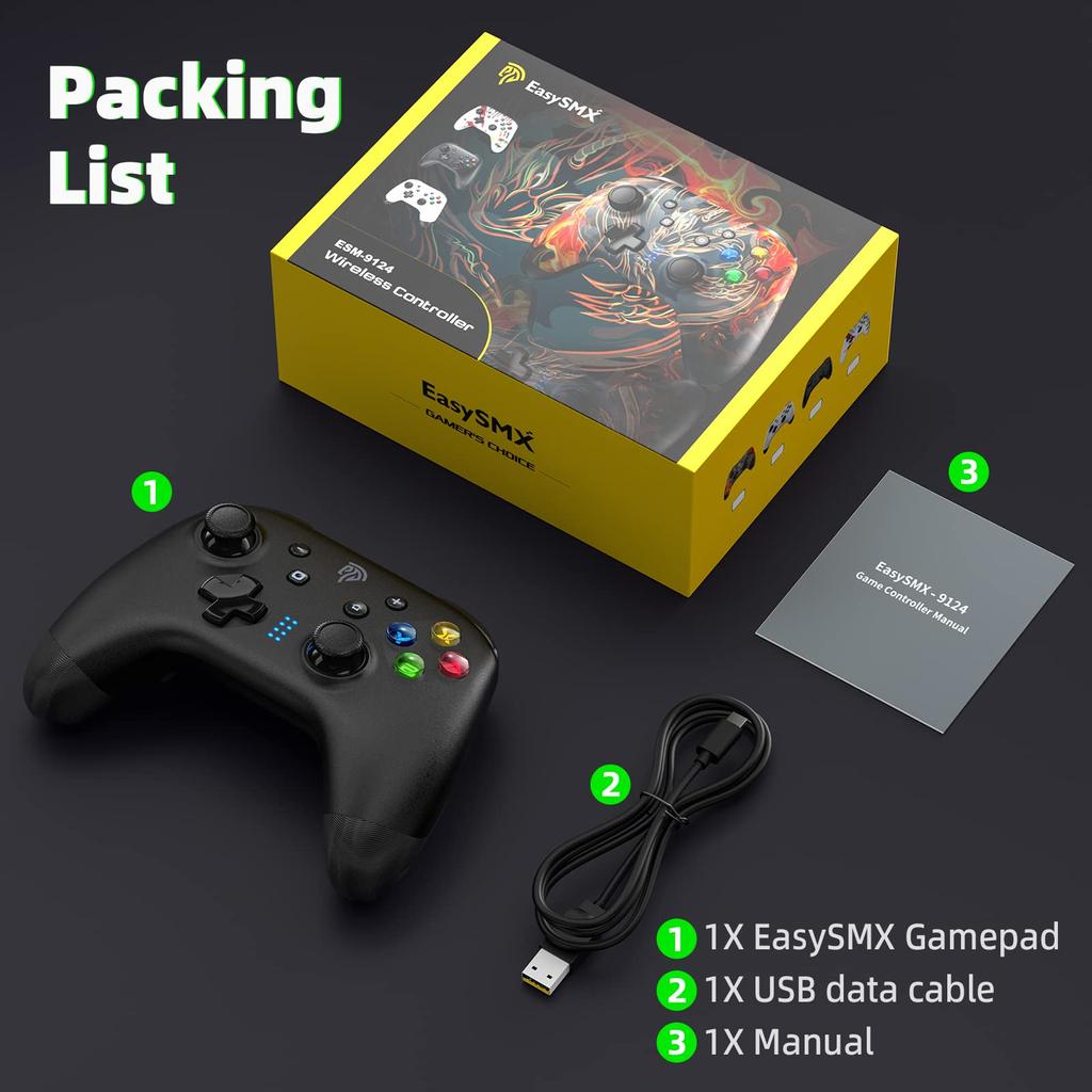 Bezdrátový ovladač EasySMX pro Switch Kompatibilní s Nintendo Programovatelné tlačítko Vibrace Switch/Lite/OLED Android/IOS/PC (Bílý) (Černá)