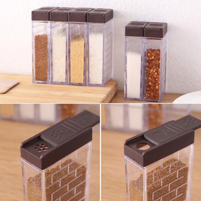 Contenitore da cucina trasparente per spezie, sale e zucchero, 2/6 in 1