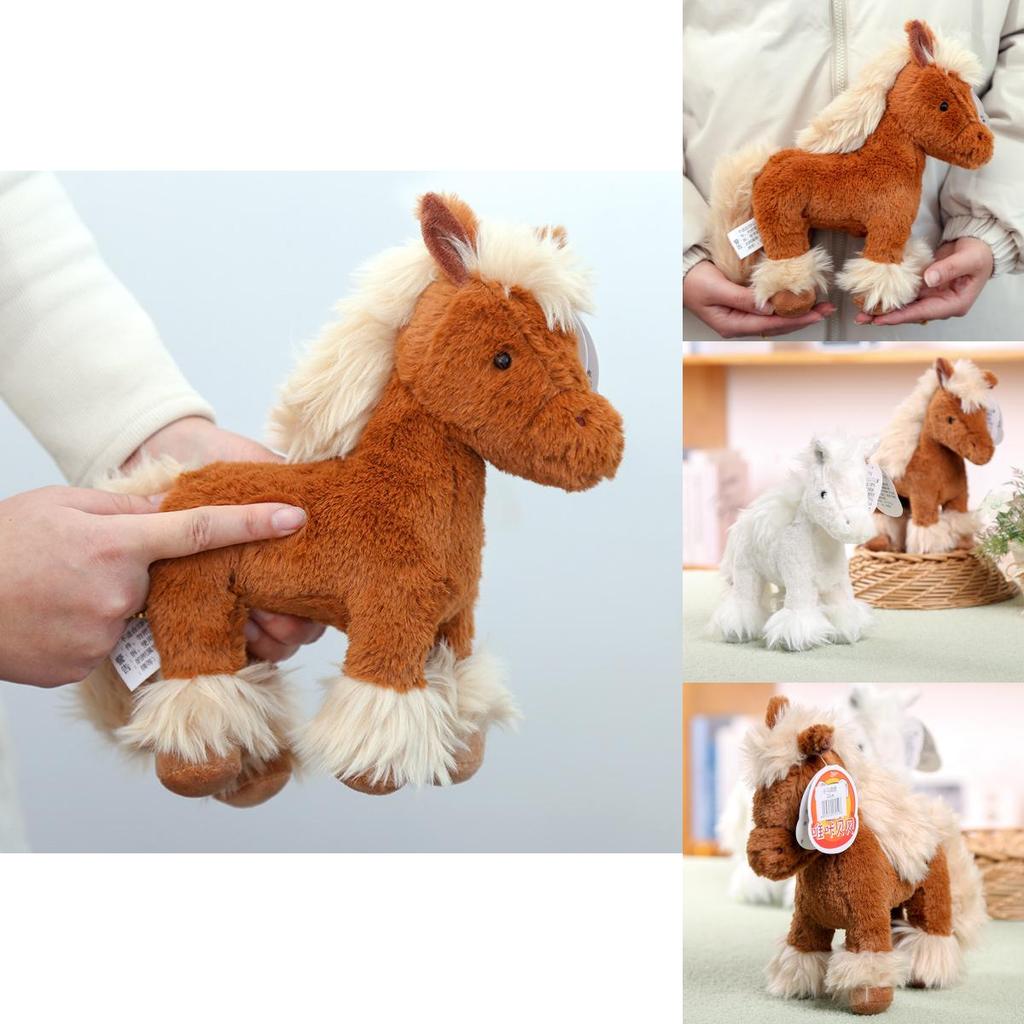 Cute White And Brown Horse Plush Toy For Bedroom Decor