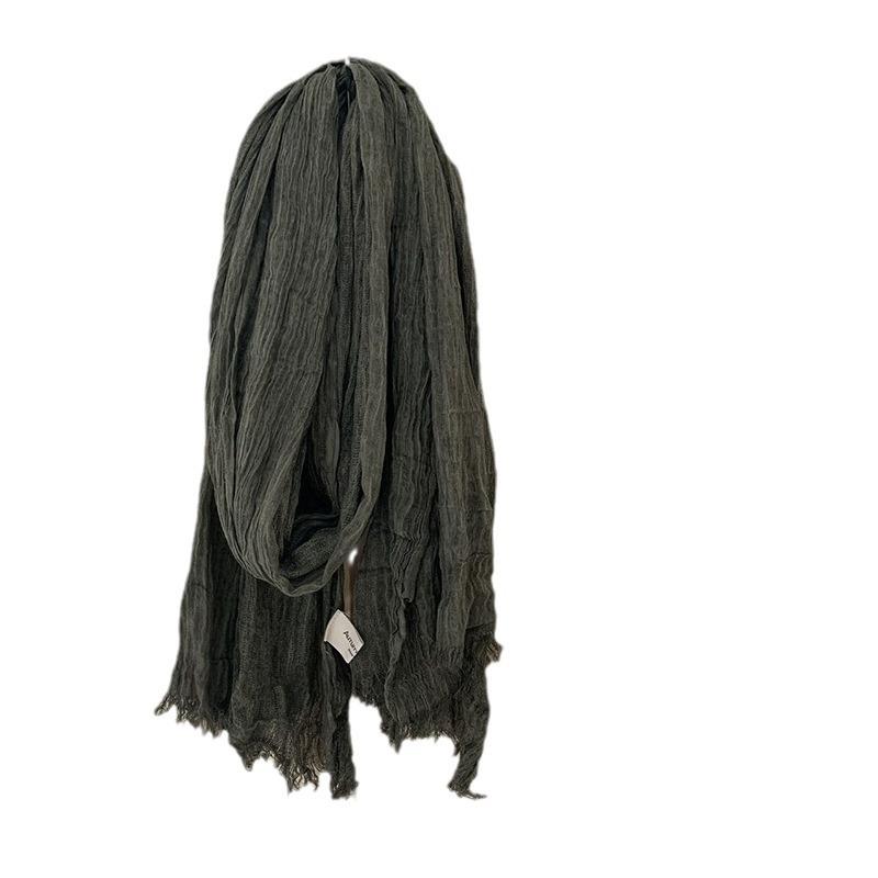 Autumn and Winter New Retro Artistic Cotton and Linen Scarf Solid Color Shawl Warm Scarf