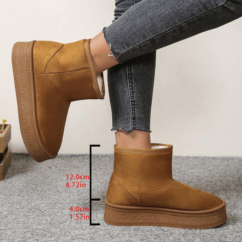 Thicken Plush Women's Snow Boots Winter Anti Slip Platform Cotton Padded Shoes Woman Faux Suede Fleece Lining Short Booties 42