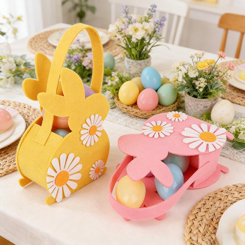 2026 Osterhase Korb, Weiche Filz Süßigkeiten Tragetasche & Geschenklagerung, Kinder Osterparty Dekoration & Eiersuche Spiel Requisiten Geschenktaschen