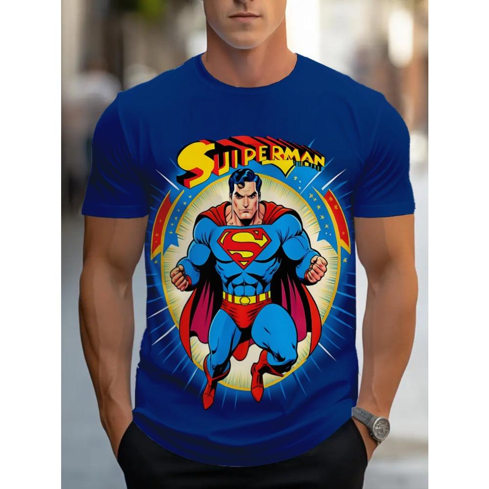 Men S Superman Graphic T-Shirt Marvel Anime Tee 3D Print Superhero T Shirt S