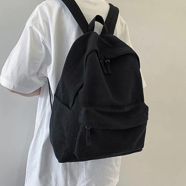 WTEMPO Einfarbiger Pendlerrucksack für Büroangestellte mit großem Fassungsvermögen, schlichter lässiger Canvas-Rucksack für Paare mit elegantem Reißverschluss