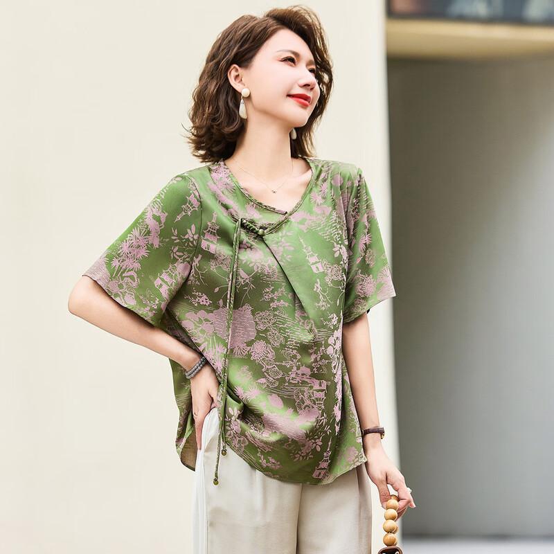 Jianhu Mid-Aged Women's Chinese Style Summer T-Shirt