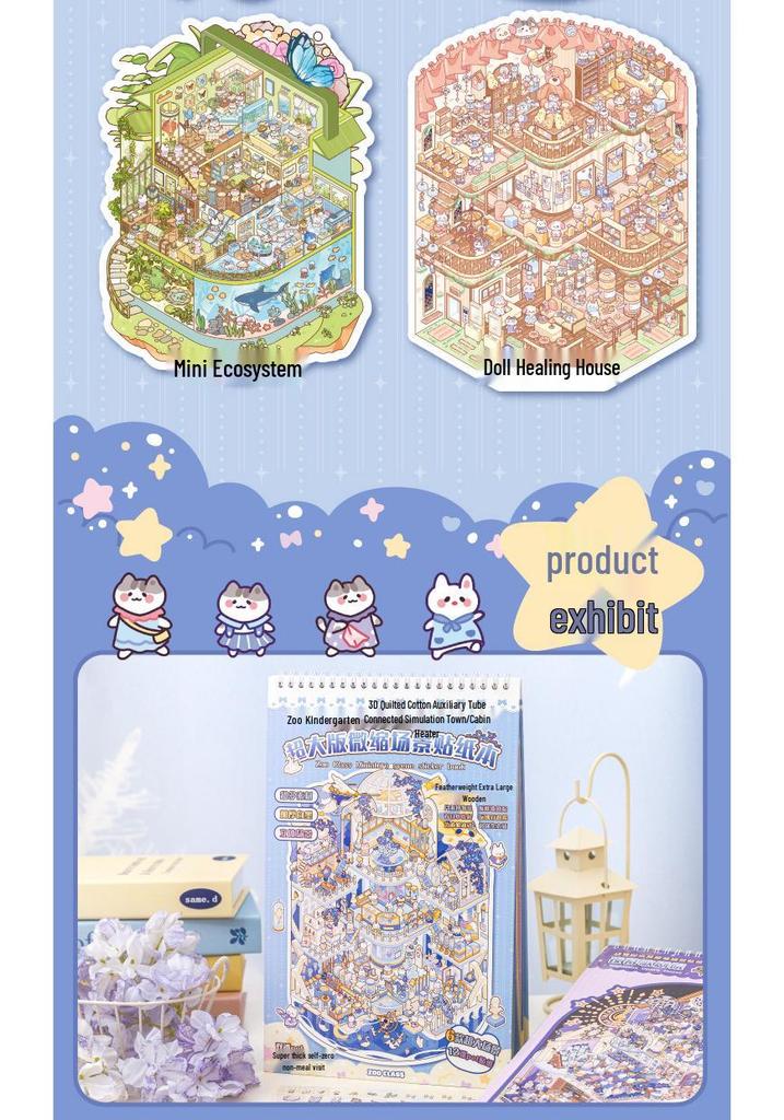 Light Luxury Cartoon Miniature Scene Sticker Book: Creative Fun DIY Stickers