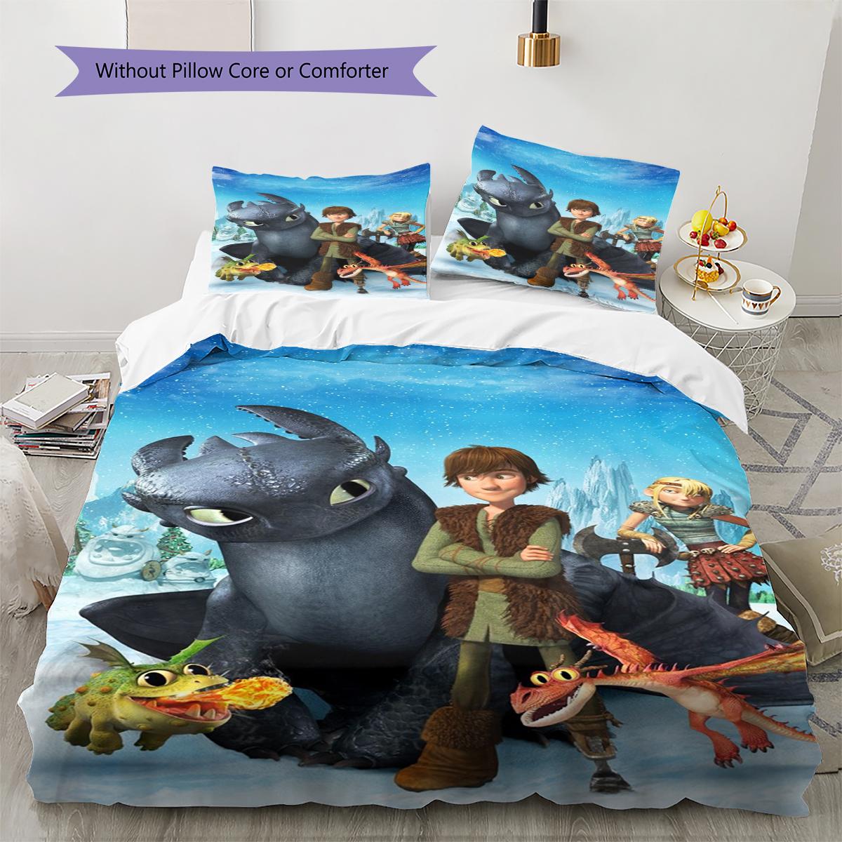 

Dragon Training Pattern Bedding Quilt Set Quilt Cover Pillowcase Home Decoration Gift (1 * duvet cover + 2 * pillowcase, without core) 135x200cm