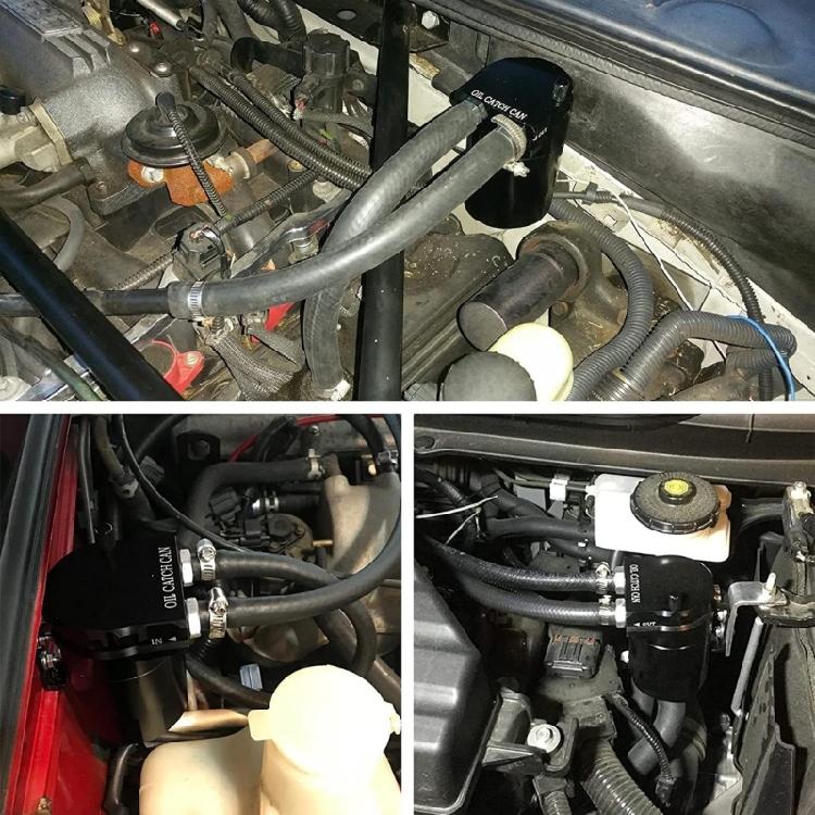 Universally Baffled Aluminum Oil Catch Can Tanks 2-Port Reservoir with Drain Valves Breather Cylinders Filter