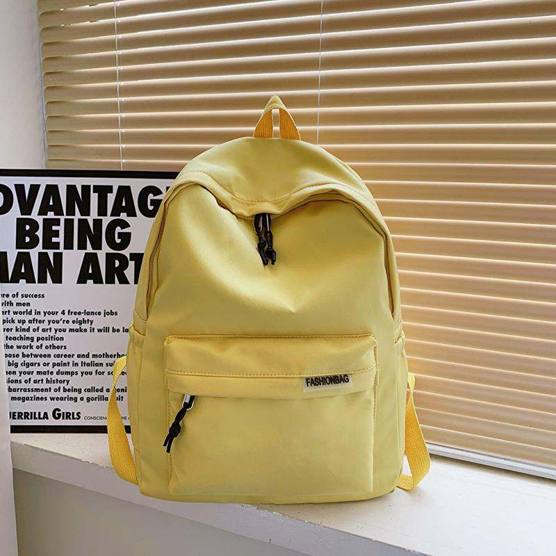 Unisex Minimalist Dopamine Backpack Solid Color Quilted Letter Logo Nylon Large Capacity Lightweight Laptop Backpack for Daily