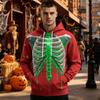 Men's Halloween Funny Skeleton Print Long Sleeve -Lined Pullover Hoodie with Pocket