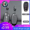 Para Alfa Romeo Aleación de Zinc Cuero Funda Protectora para Mando de Coche Llavero Para Alfa Romeo Stelvio Giulia 2017-2