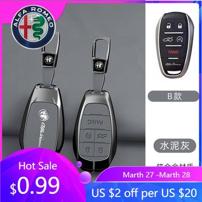 Para Alfa Romeo Aleación de Zinc Cuero Funda Protectora para Mando de Coche Llavero Para Alfa Romeo Stelvio Giulia 2017-2