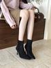 European and American temperament versatile suede celebrity high-heeled short boots