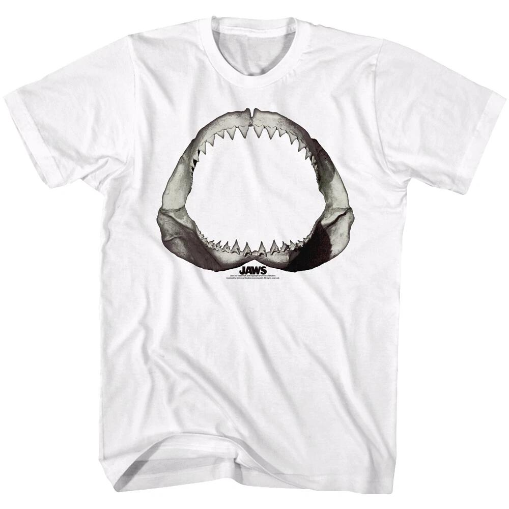 Jaws 70 s Thriller Movie Big Great White Shark Sharp Teeth Mouth Men s T Shirt 4XL