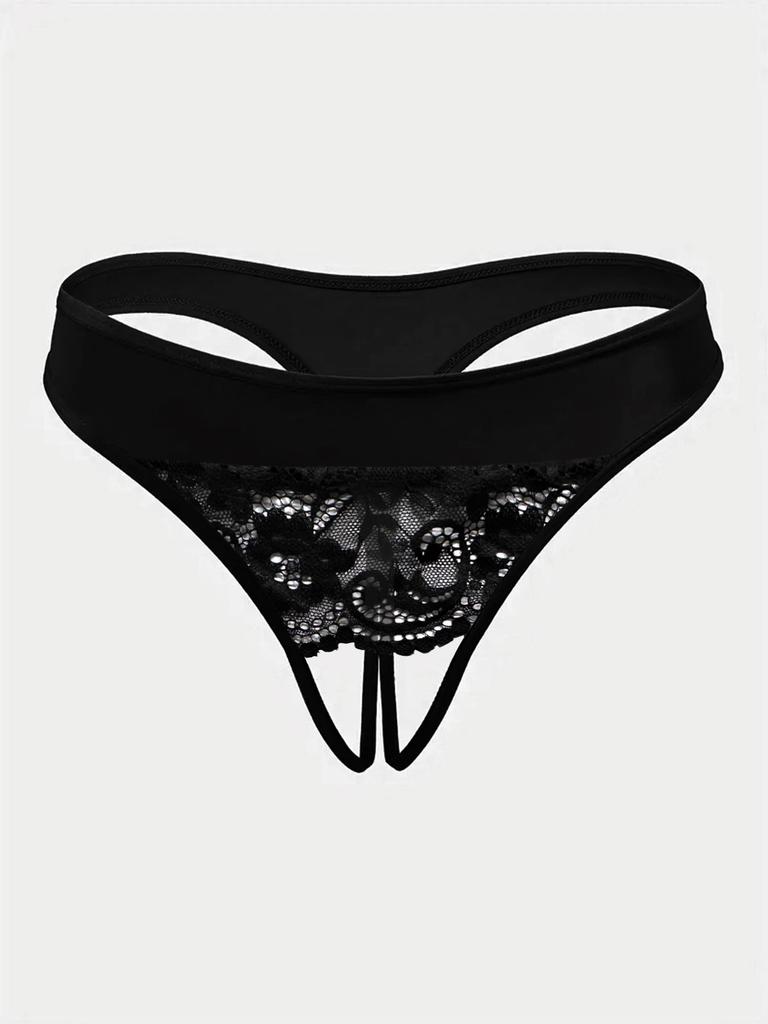 Lace Crotchless Thong Sexy See-through Panties for Women Underwears Erotic Crotch Opening Intimates Lingerie S M L XL