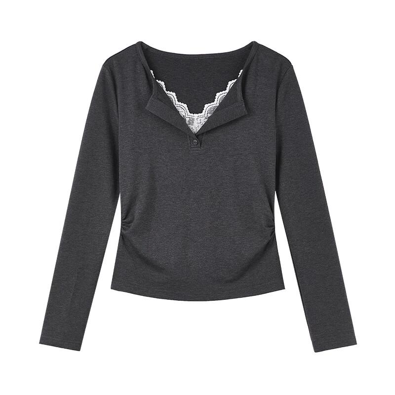 Qiushui Yiren Elegant V-Neck Lace Knit Top