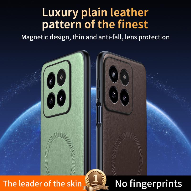 For Xiaomi 14 Pro Case Magnetic Leather Shield Cover For Xiaomi 14 Pro High Quality Anti-Fingerprint Non-Slip PC+TPU