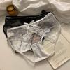 Lady Summer New Leopard Print Lace Bow Hollow Breathable Triangle Briefs