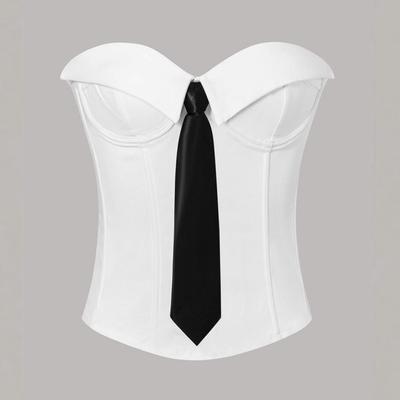 Cross-Border Hot Girl Solid Color Fishbone Tie Sling Bandeau