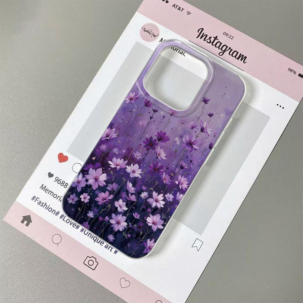 Elegant Oil Painting with Purple Flowers Phone Case For iPhone 17 Pro Max 16 13 11 15 14 12 17Air Transparent Soft Funda Cover