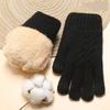 Winter Trendy Solid Color Double-layer Velvet Thickened Gloves For Women Knitted Outdoor Cold-proof Cycling Touch Screen Gloves