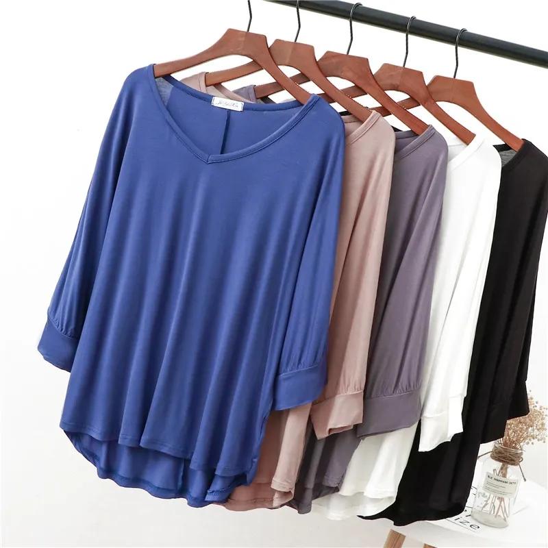 Spring and Summer Modal Loose Underlay Solid T Shirt Versatile Top