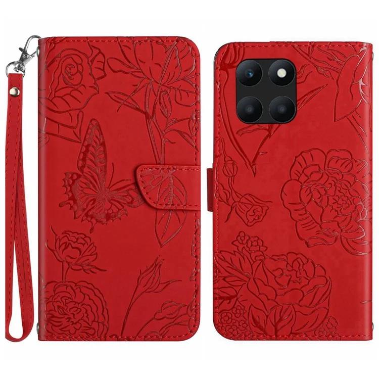 

HT03 For Honor X8b 4G Wallet Case Leather Skin-touch Phone Cover with Hand Strap
