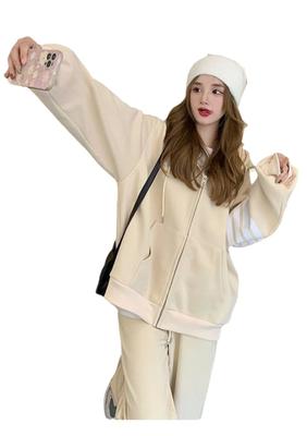 KTNCFD Tracksuit Hoodie and Long Harajuku Loose Women's Korean-Style 2-Piece Set, Pants, Sleeve, Style, Fit, Sportswear, Spring/Autumn,